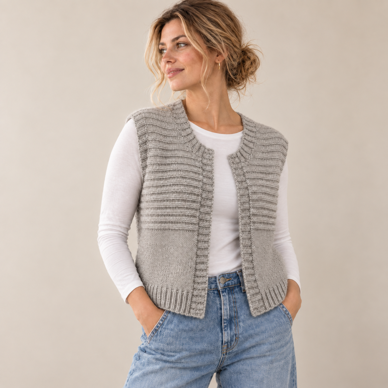 Wren Open-Front Vest Knitting Pattern