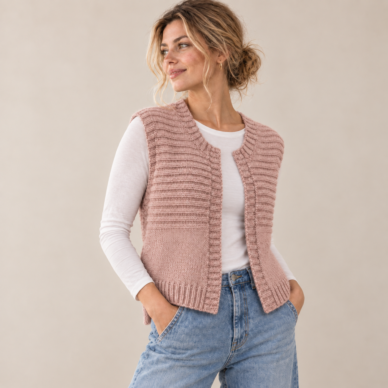 Wren Open-Front Vest Knitting Pattern