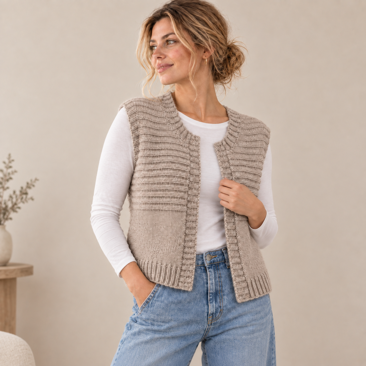 Wren Open-Front Vest Knitting Pattern