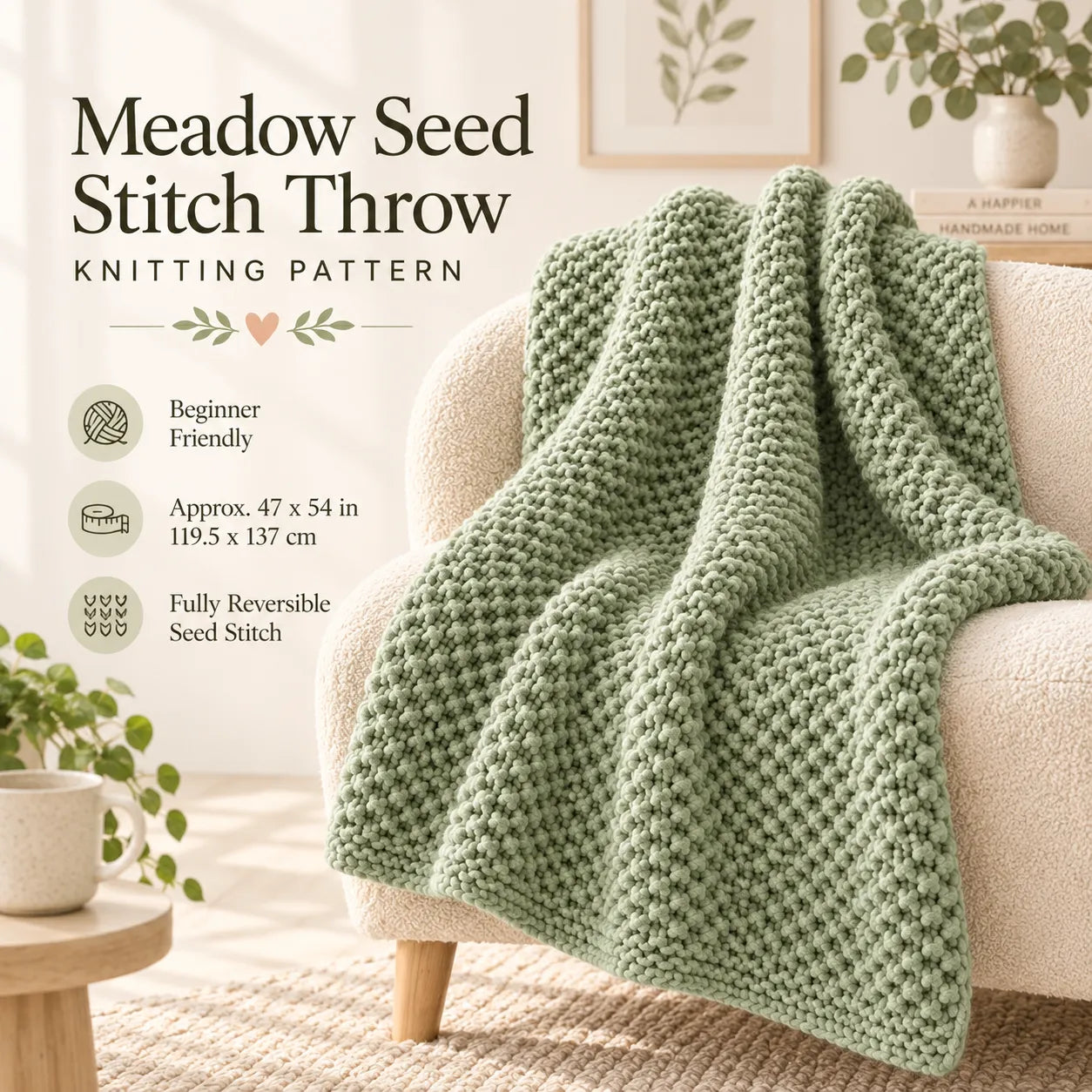 Meadow Seed Stitch Throw Knitting Pattern