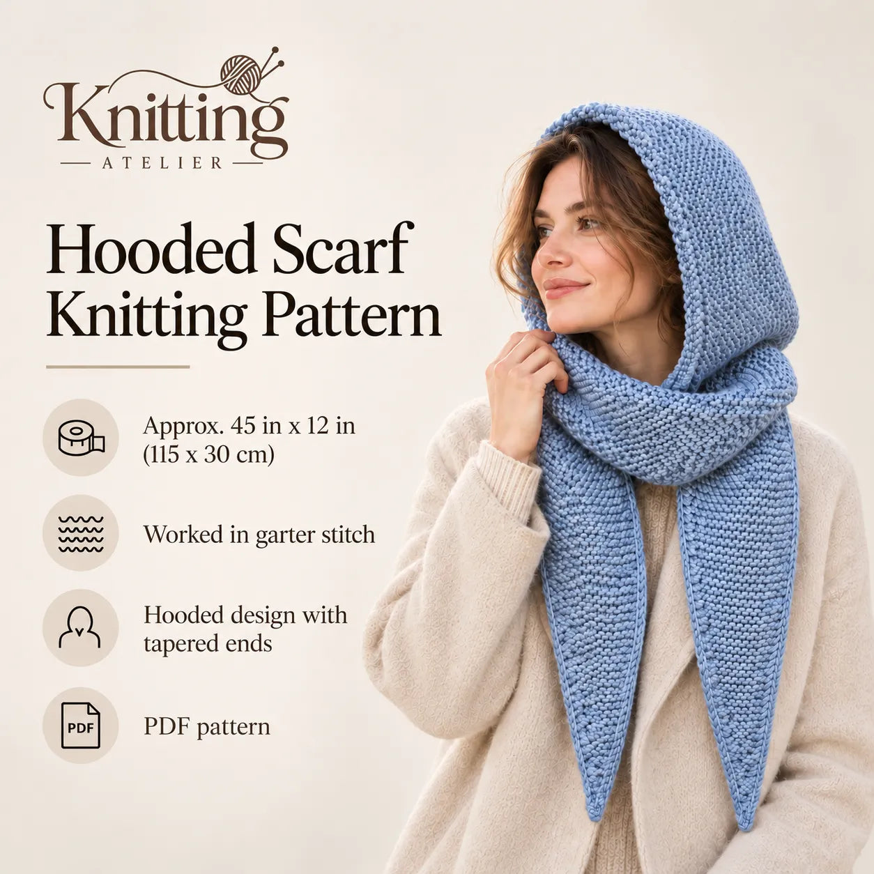 Hooded Scarf Knitting Pattern