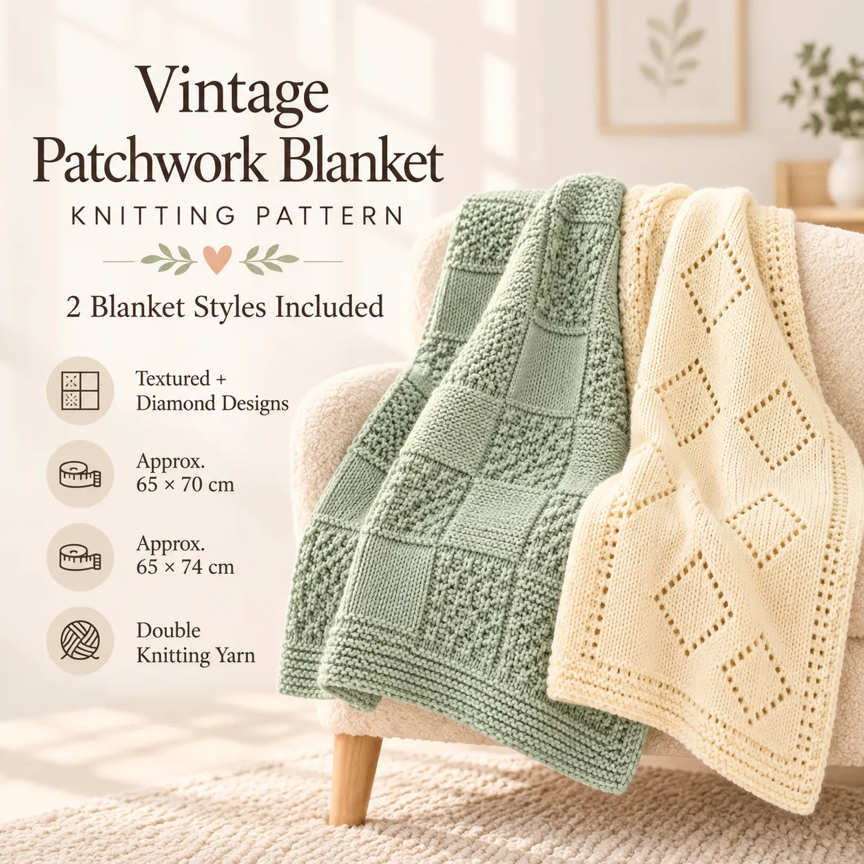 Vintage Patchwork Blanket Knitting Pattern