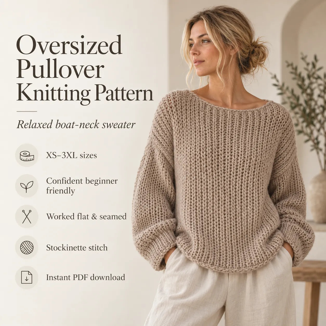 Oversized Pullover Knitting Pattern