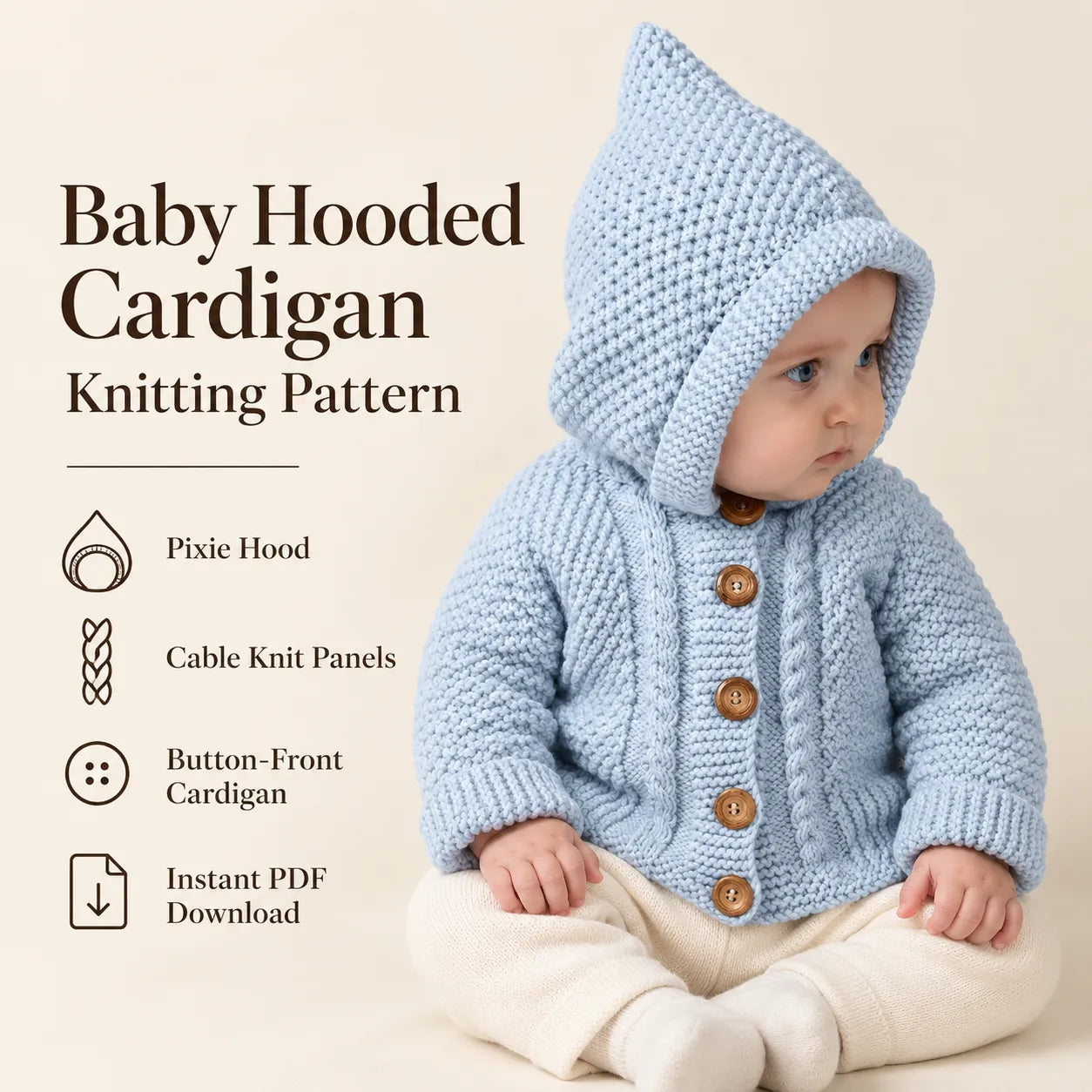 Baby Hooded Cardigan Knitting Pattern